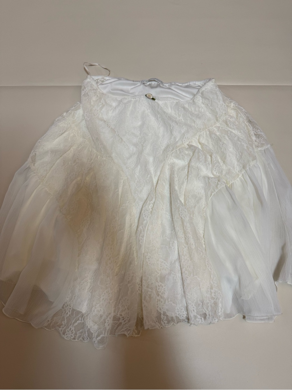 ZARA Romantic Ivory Lace Ruffle Skirt Size S